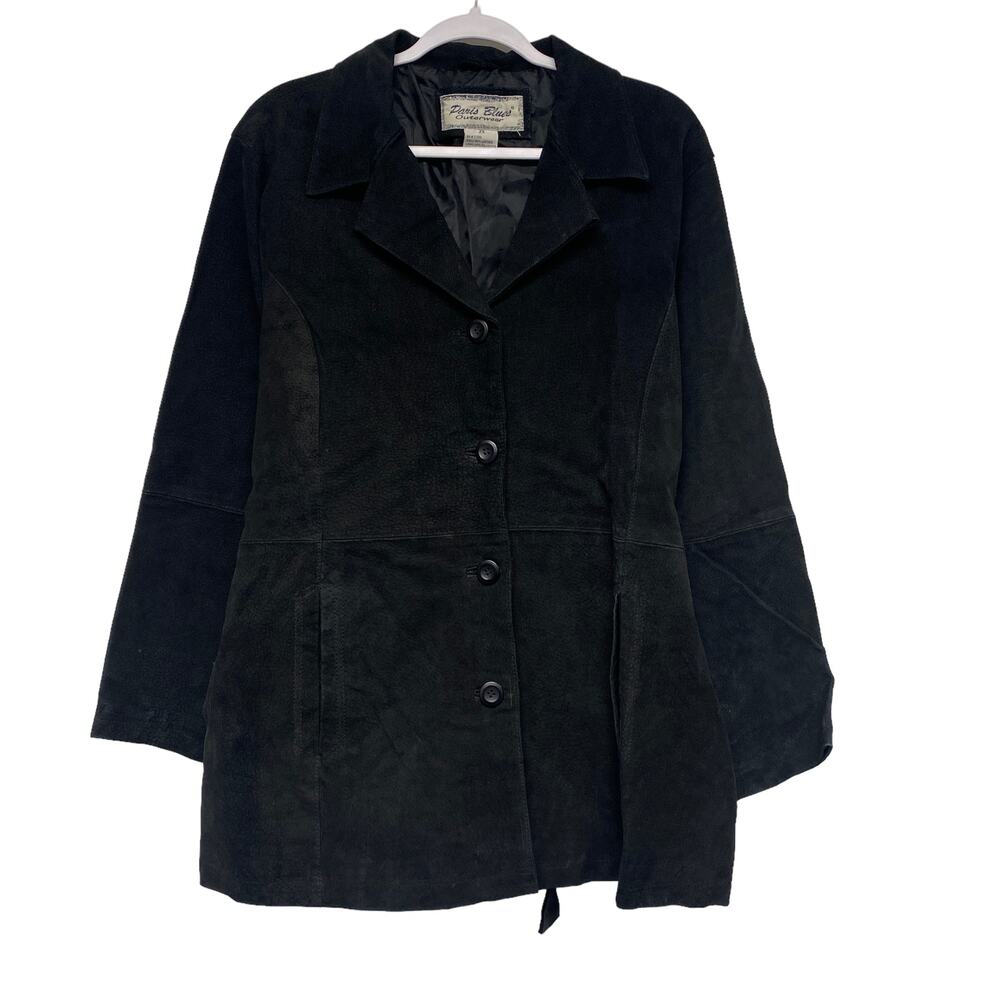 Vintage Paris Blues Womens Size 2X Black Leather Button Up Jacket